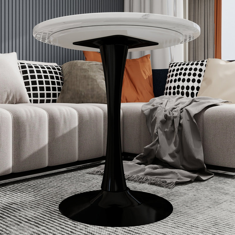 Table d'appoint ronde 27,6 po, Blanc, Gris