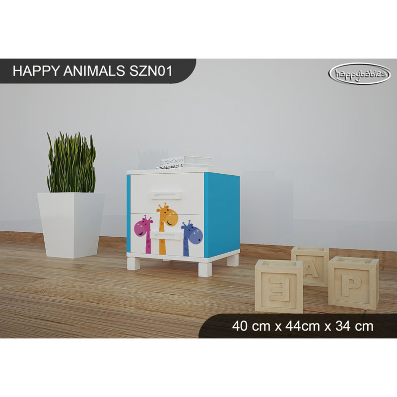 2 Drawer Nightstand, White/Blue