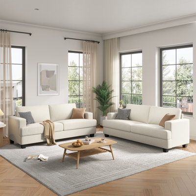 Canapé 84,2 "rembourré 84,2", ensemble 2 pièces en lin pour salon en appartement