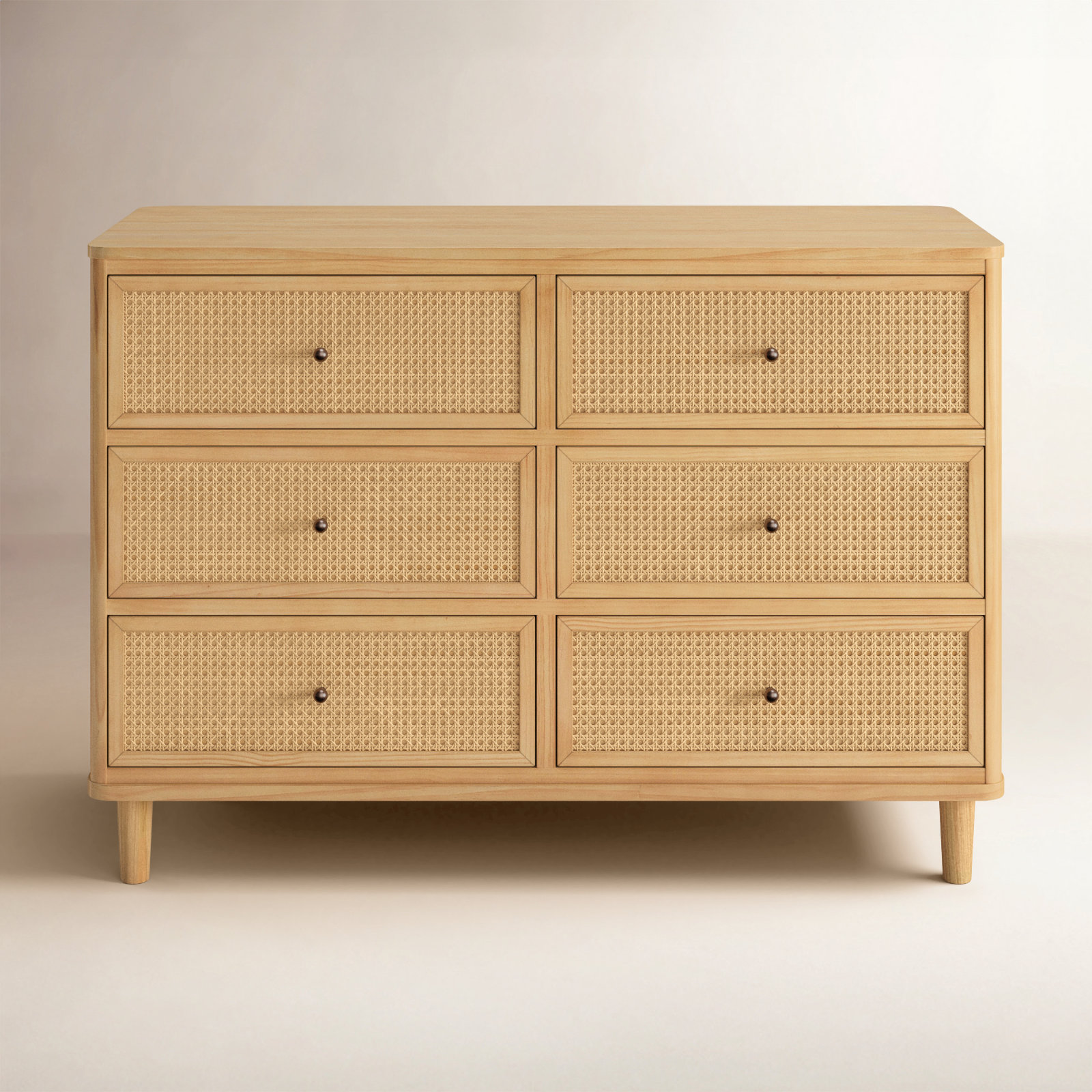 Marin 6 Drawer 19.49" W Dresser, Honey/ Honey Cane