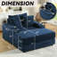 1 velours côtelé bleu avec coussins décoratifs et canapé profond pour le salon, tissu luxueux, structure en éponge haute, conception ergonomique, facilité d'assemblage