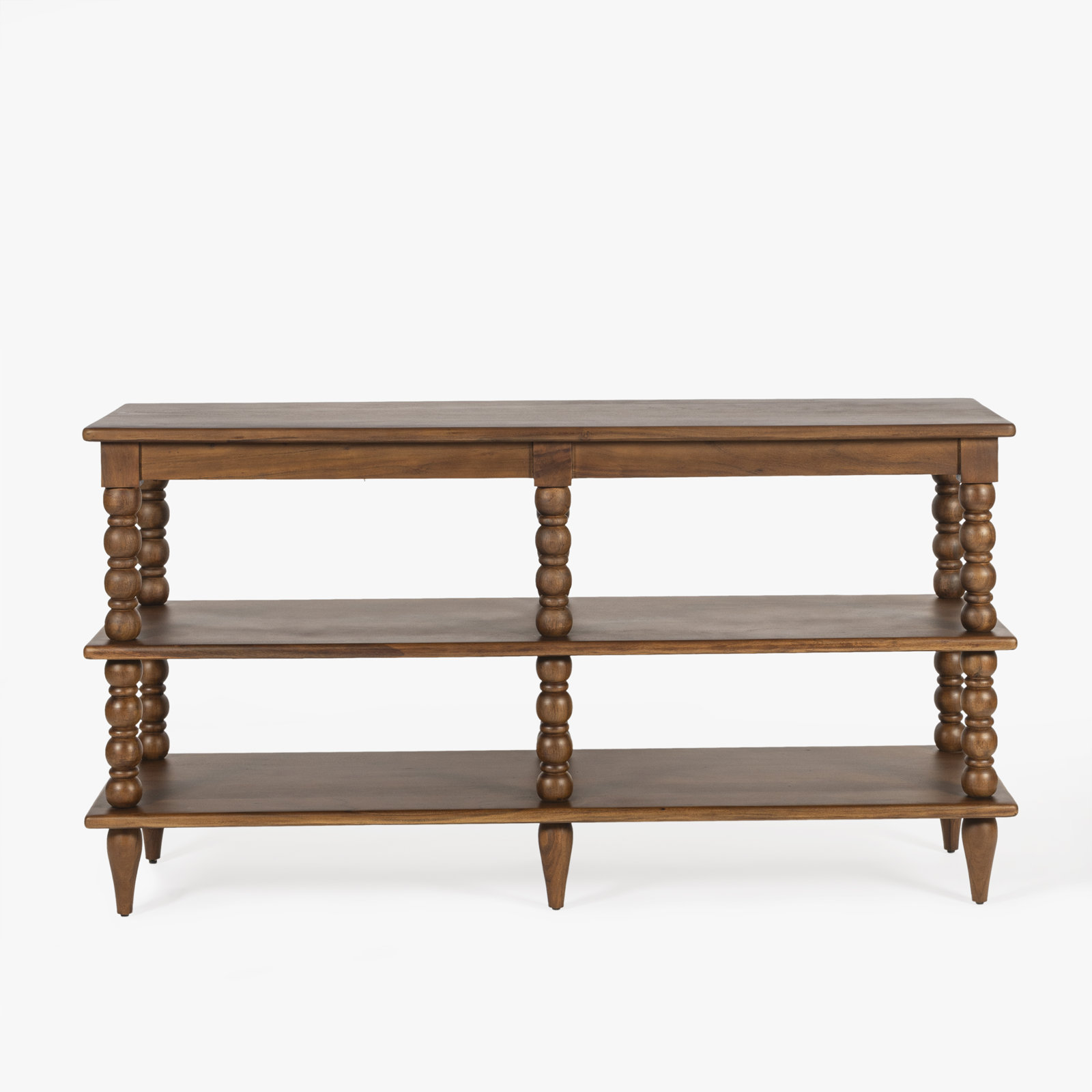 Isabel Spindle Solid Wood Wide Bookcase, Brown