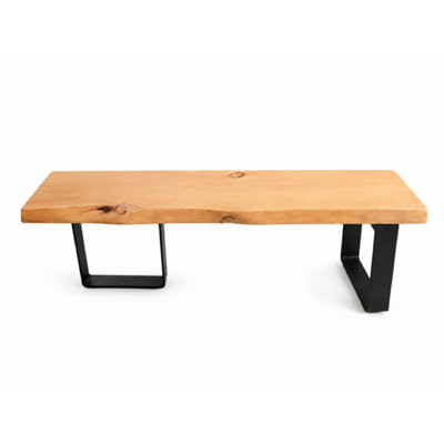 Solid Wood Indoor Bench with Metal Legs