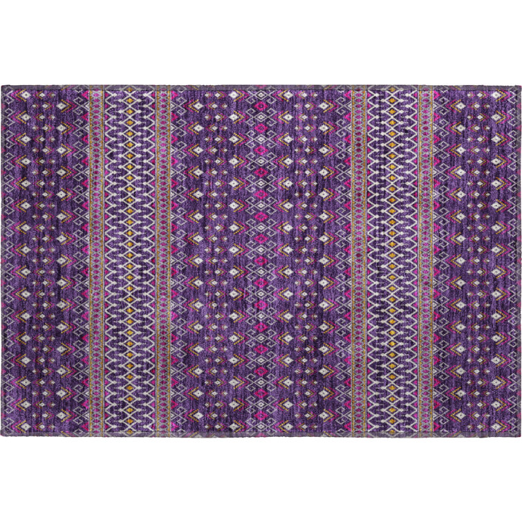 Premium Machine Washable Prisco Purple Rug