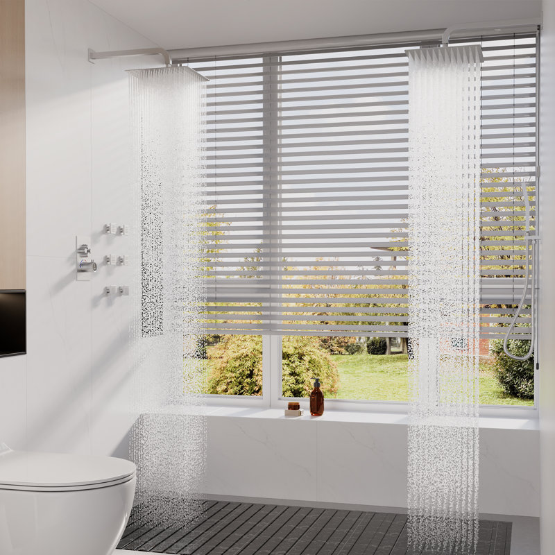 Système de douche thermostatique à double pomme de douche avec douchette intégrée et douchette pour la douche, Chrome