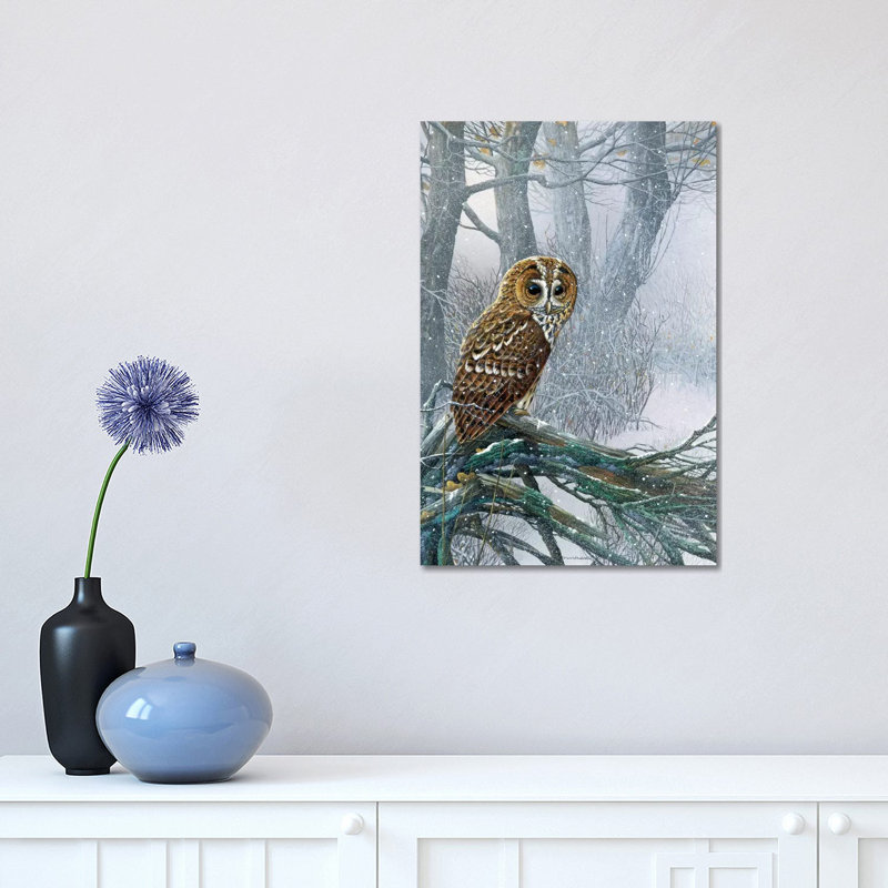 Owl In A Snowy Forest By Jan Weenink - Wrapped Canvas Panoramic Painting by Jan Weenink - Wrapped Canvas Panoramic Painting