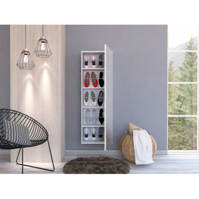 Armoire à chaussures murale 5 portes avec miroir Montauk