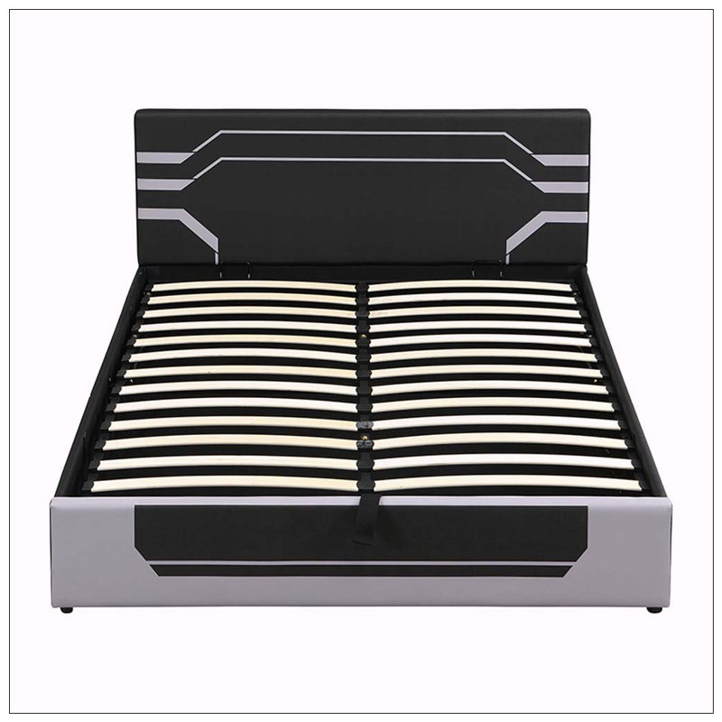 Base de lit de jeu hydraulique moderne, Noir + gris