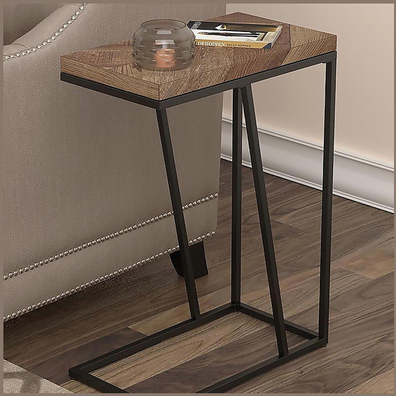 Table d'appoint rectangulaire rustique gris, pour un décor industriel et rétro moderne, Gris 1