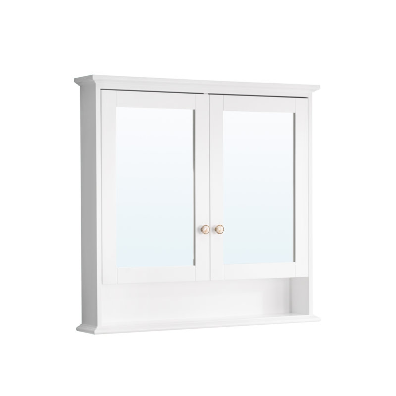 Armoire à pharmacie avec cadre en bois massif de 34 po de hauteur avec miroir et tablettes, H 34 po x l 36 po x P 5,9 po