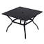 Table de patio en acier durable, carré à lattes noir moderne pour les repas en plein air