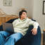 Big Joe Cloudberry Foam-Filled Structured Bean Bag Chair, Deep Blue Teddy Boucle-118316755-116485183