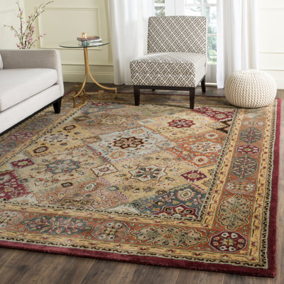 Tapis rouge / rouille en laine fait à la main Heine