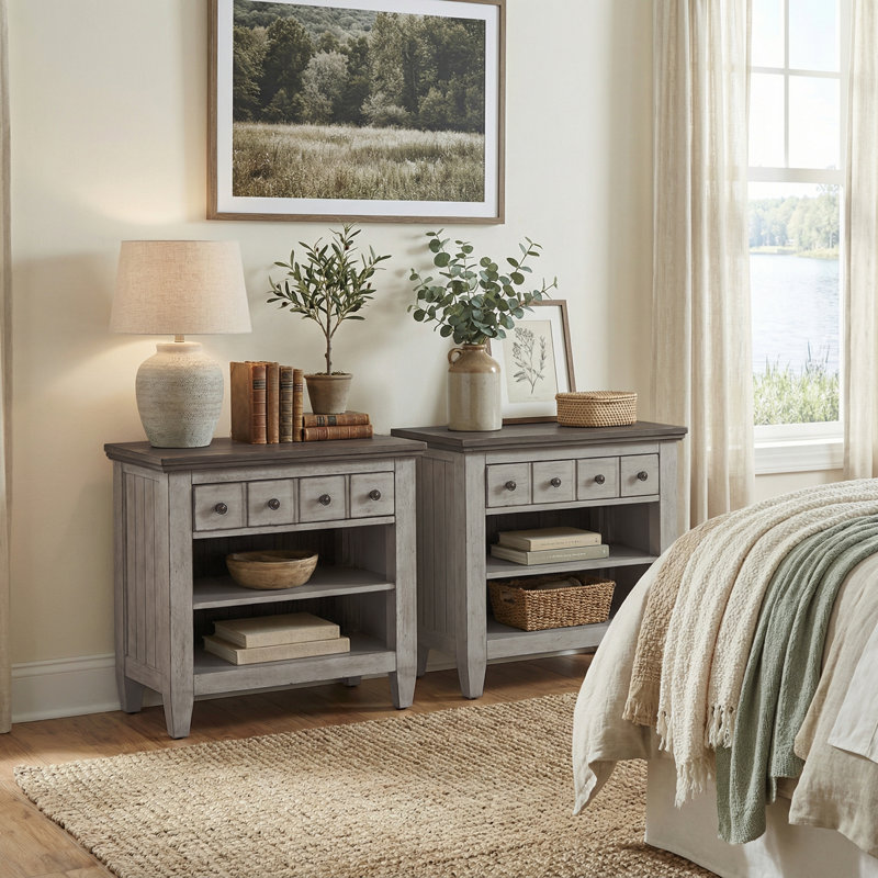 Haylee 1-Drawer Nightstands with Charging Station