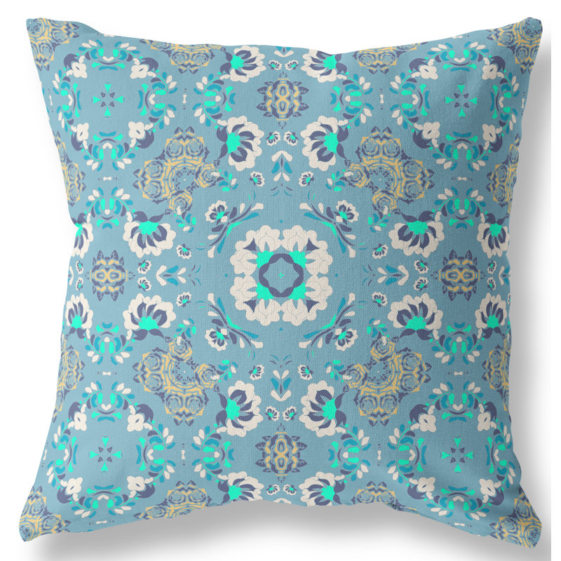  Housse de coussin et insert Love and Liberty, 26 po x 26 po, Bleu clair/blanc