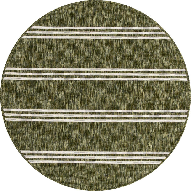 Round Striped 122cm X 122cm Area Rug