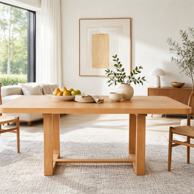 Extendable Solid Wood Dining Table with Removable Leaf