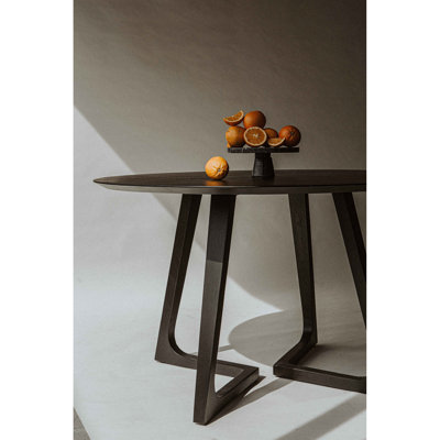 Round Dining Table Solid Ash, Black - Seats 6