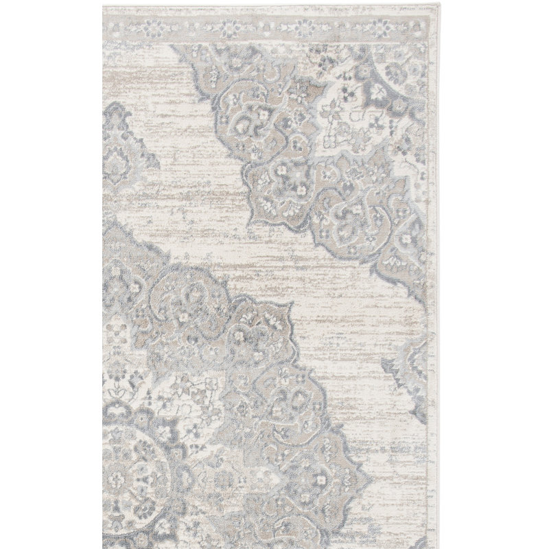 Arvillia Oriental Ivory/Beige Area Rug, Rectangle 6' x 9'