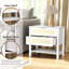 Table de chevet étroite en rotin avec 2 tiroirs et tablette de rangement Boho-615363925
