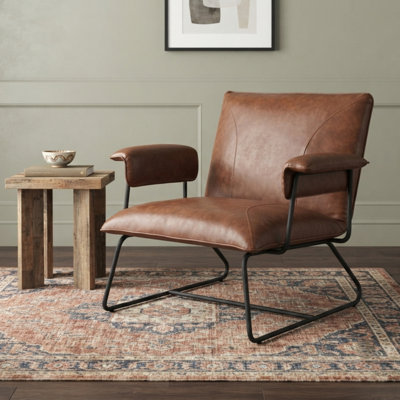 Klara Faux Leather Armchair with Metal Sled Base