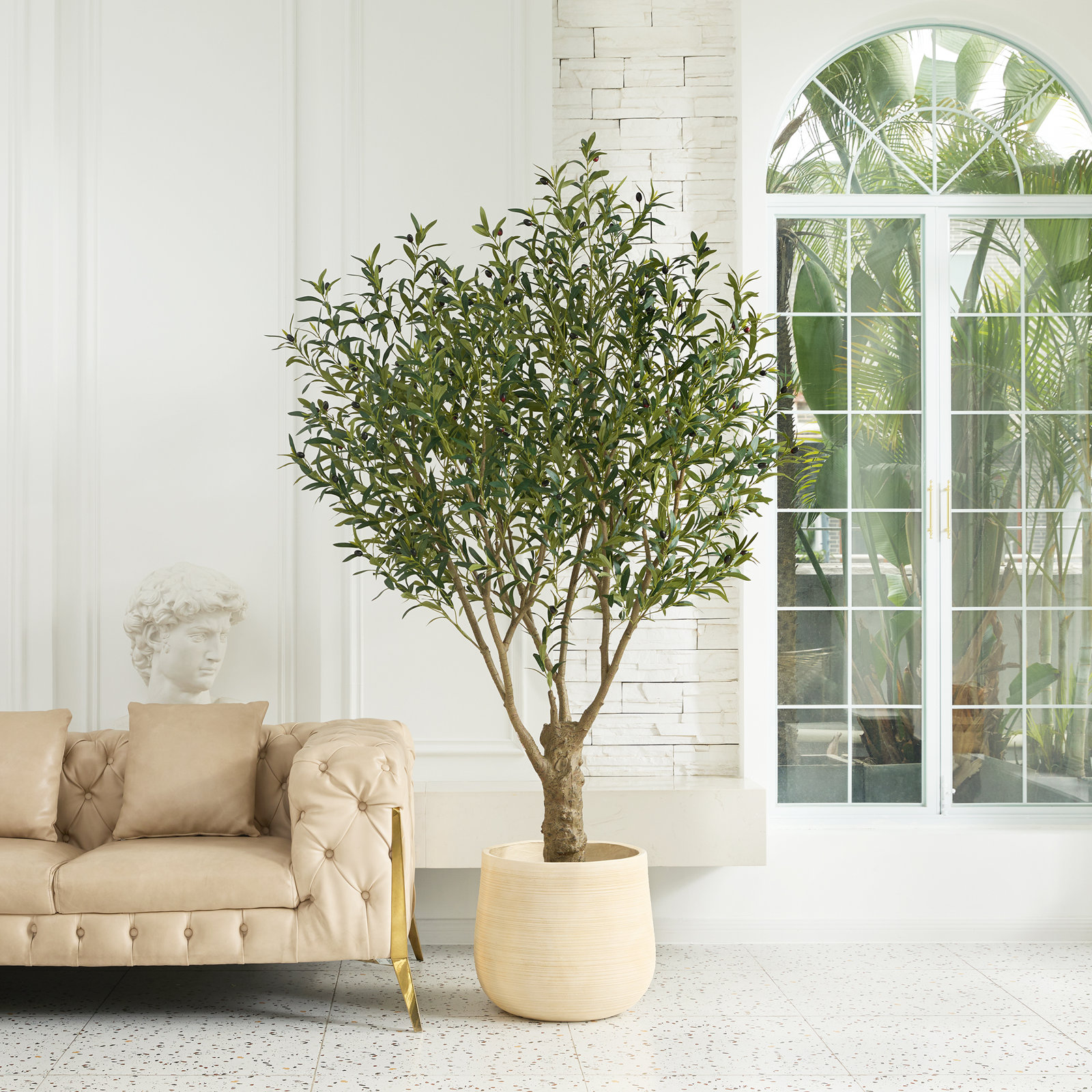 Aldis Olive Tree in Pot, 84" H x 50" W x 50" D