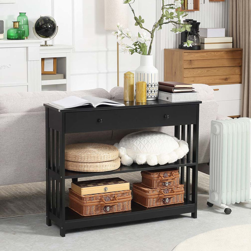 Console de couloir polyvalente avec rangement supplémentaire et attrait moderne, Noir, noir, noir, noir