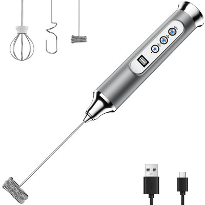  Waterproof Handheld Milk Frother  Silver