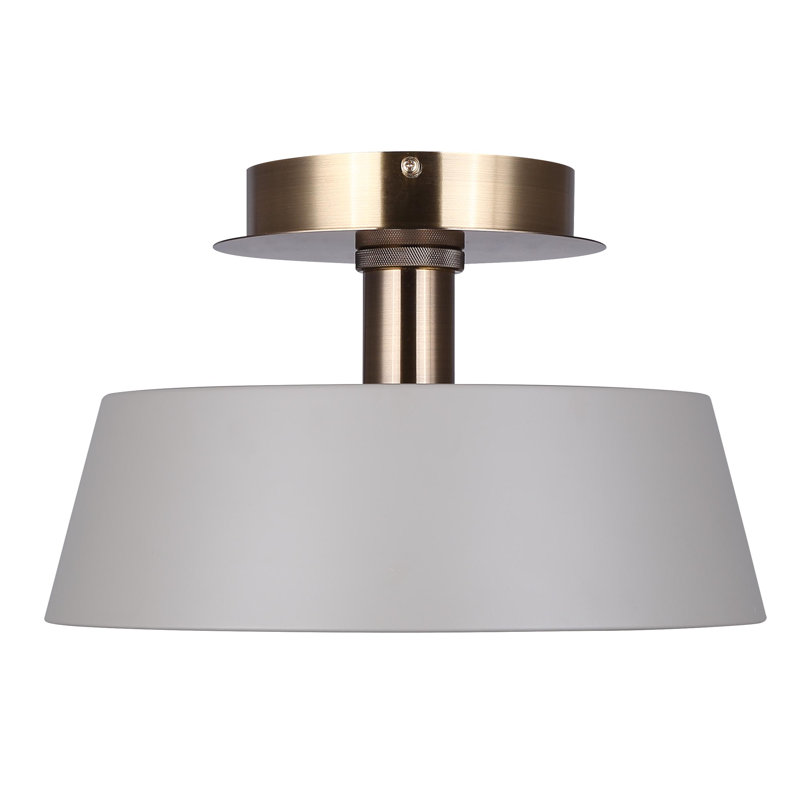 Devonna 12,75 po Plafonnier encastré transitionnel 1 lumière à DEL mat et gris mat avec abat-jour en métal gris