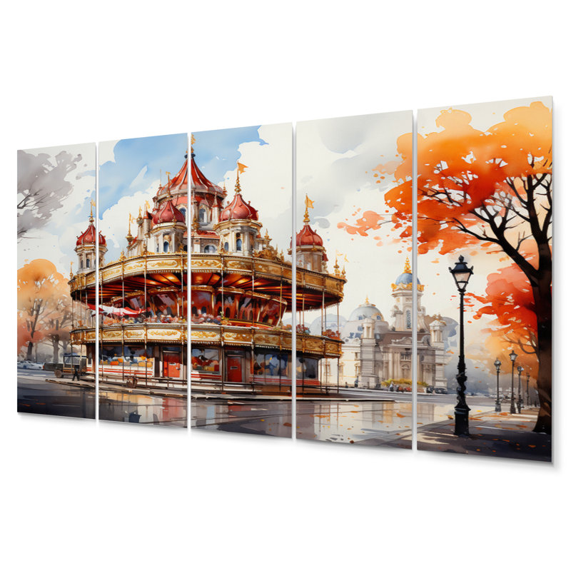 Carousel Whimsical Delight I - Architecture, impression d'art mural en métal