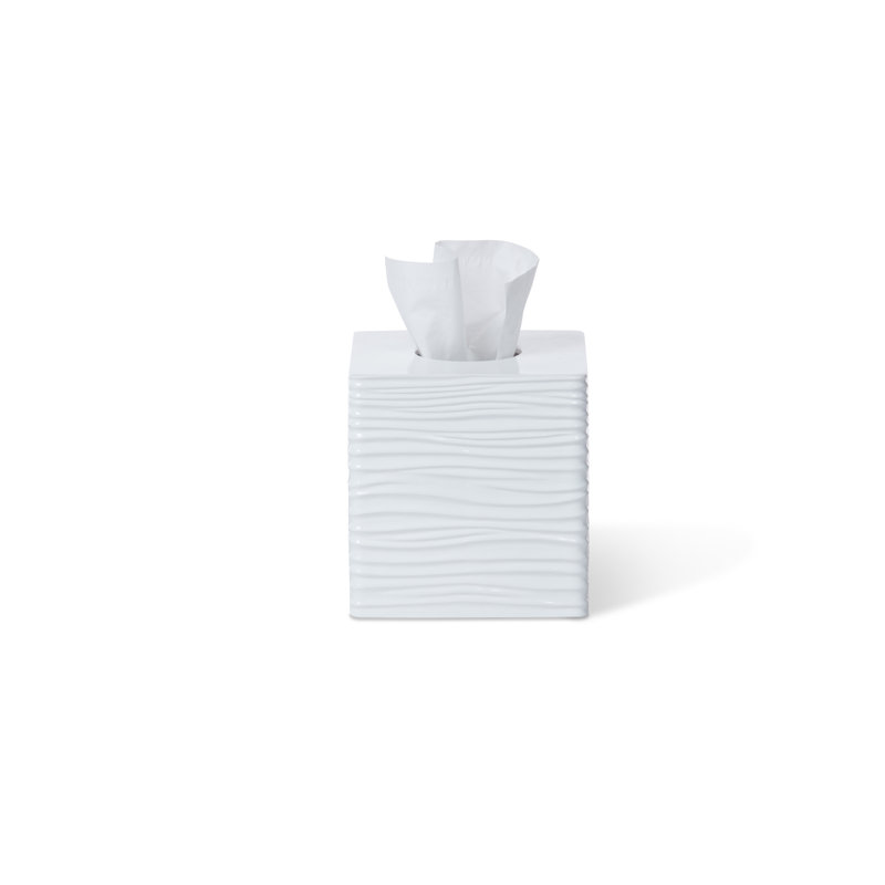White Ceramic Rippled Tissue Box Cover