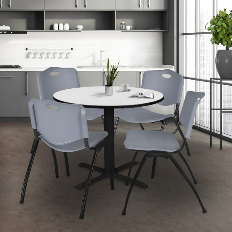 Table de salle à manger Regency Cain, H 29 po x L 42 po x P 42 po, Blanc / gris