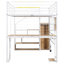 Lit mezzanine en métal avec poste de travail intégré, garde-robe, escalier de rangement et DEL-40276204