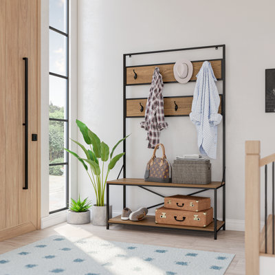 Lotus Hall Tree with Bench and Shoe Storage