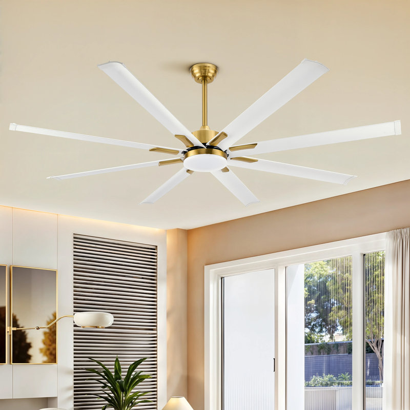 Ventilateur de plafond à 72 pales de 72 po en aluminium DEL avec lumière à intensité variable et télécommande, Bronze, Bronze