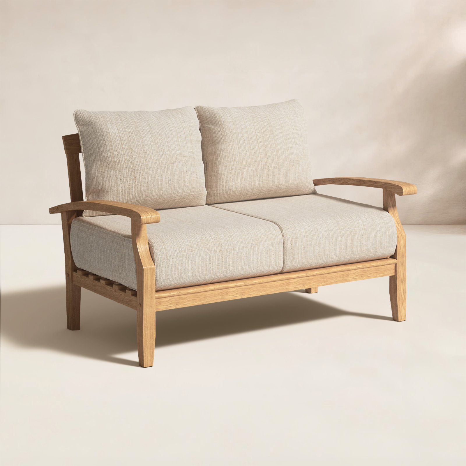 Summerton 54" Teak Patio Loveseat, Beige, Natural