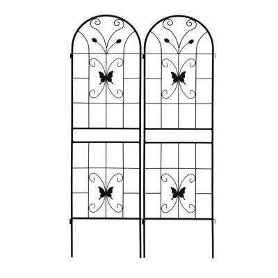 Treillis métallique antirouille de 71 po x 19,7 po, support de jardin extérieur pour concombre, assemblage facile, paquet de 2 treillis 19,7 po, plantes grimpantes, support de fleurs, noir, simple