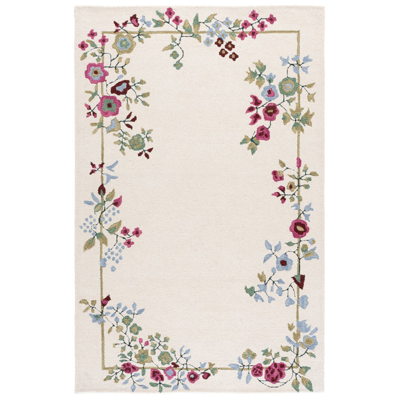 Tapis floral en laine touffeté à la main Martha Stewart 3540, 4'-0" X 6'-0" Rectangle