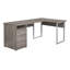 79" Taupe and Silver L Shape Computer Desk With Two Drawers