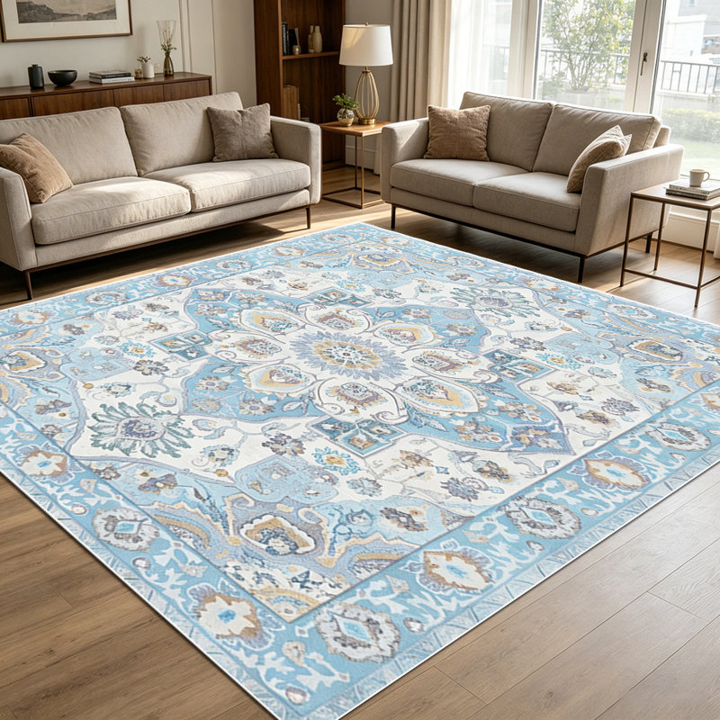1PC Vintage Distressed Persian Floral Medallion area rugs for Living Room, Soft and Comfortable, Suitable for all seasons, easy-to-maintain, machine washable Indoor floor mat, Under Table Farmhouse suitable for dining room, bedroom, home office,
