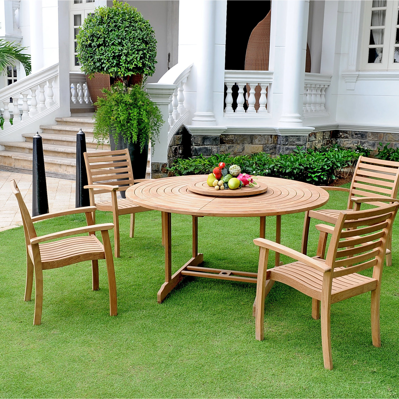 Ialiyah 59" Teak Patio Dining Set