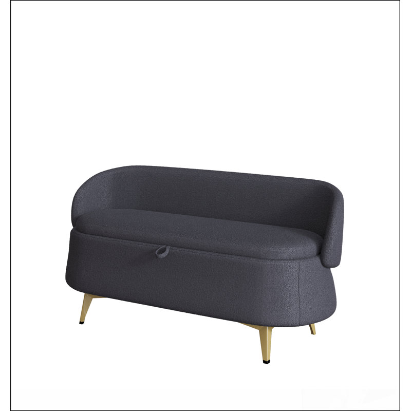 50 po multi-fonctionnel long lit rectangulaire avec rangement et canapé-lit en molleton, Gris