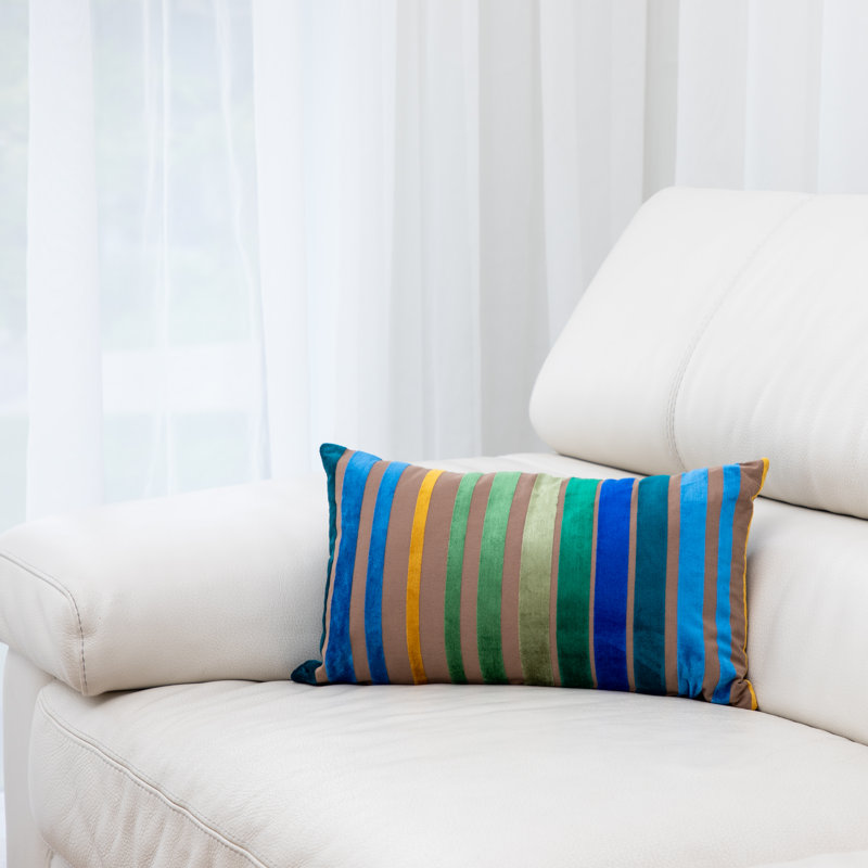 Housse de coussin rectangulaire et insert, Bleu