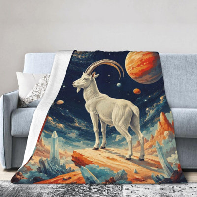 Goat Fantasy Landscape Ultra Soft Flannel Blanket, Cozy Lightweight Plush Throw Blanket Warm Fuzzy Blanket for Couch Bed Sofa Living Room Bedroom Camping, 30 x 40 in