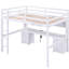 Lit mezzanine double en blanc avec bureau, rangement et station de charge - avec tiroirs, fabrication en bois-118082998