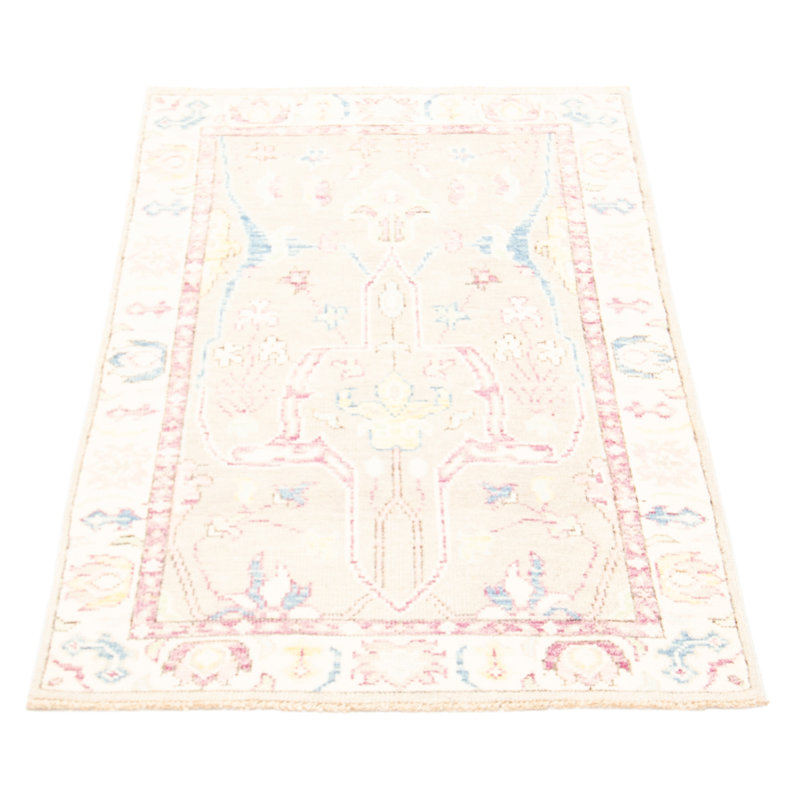 Tapis unique en laine noué à la main rose / blanc 3 pi 1 po x 5 pi 2 po New Age Breion