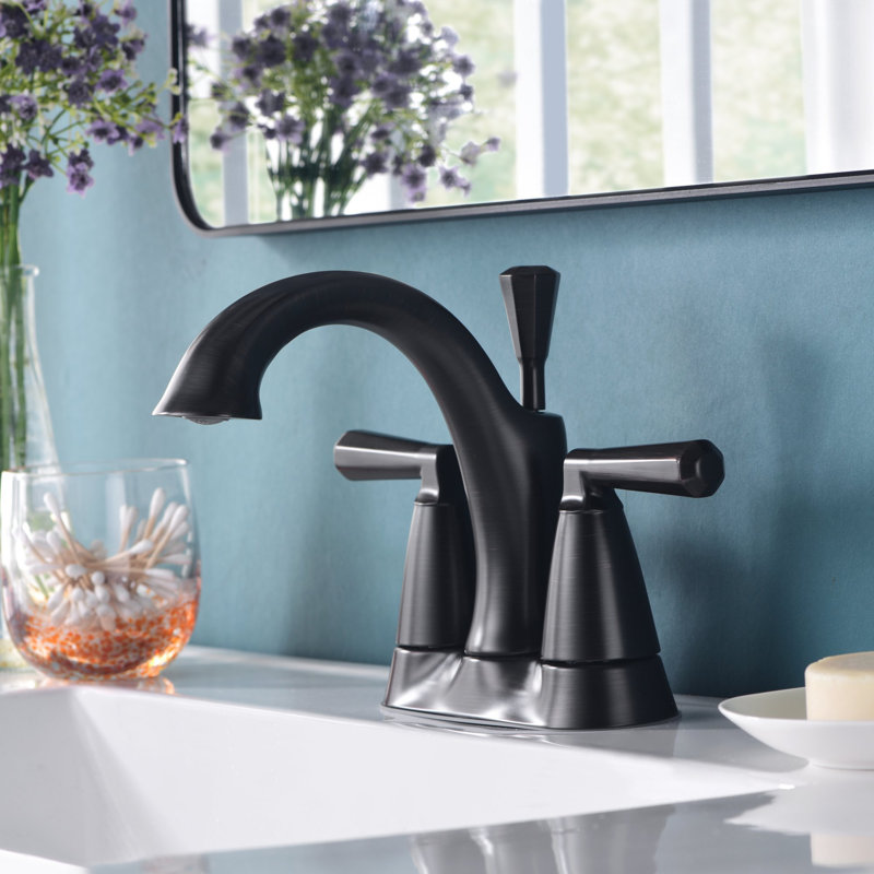 Z Collection Double Handle 4" Centerset Lavatory Bathroom Sink Faucet with Drain Assembly - Oil Rubbed Bronze