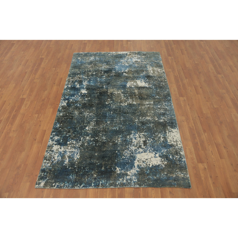 Tapis indien moderne fait à la main 5 x 8 po