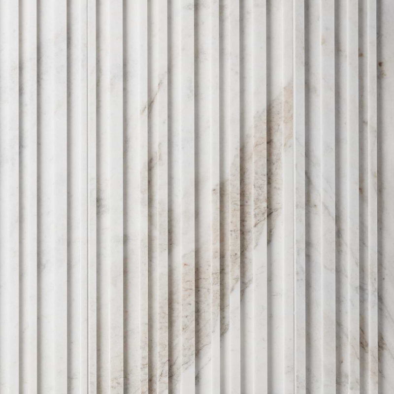 Stonework Alaska White 12x24 Marble Tile, Barcode 3D Polished/Honed