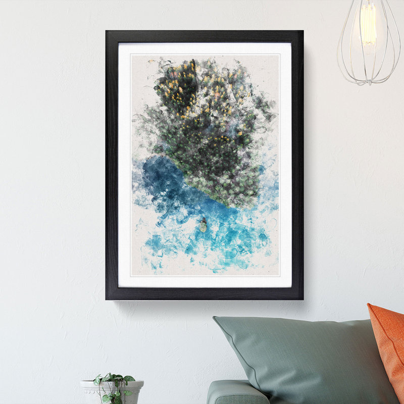 Forest by the Lake - Picture Frame Painting Print, 45cm H x 33cm W x 2cm D, Black Framed